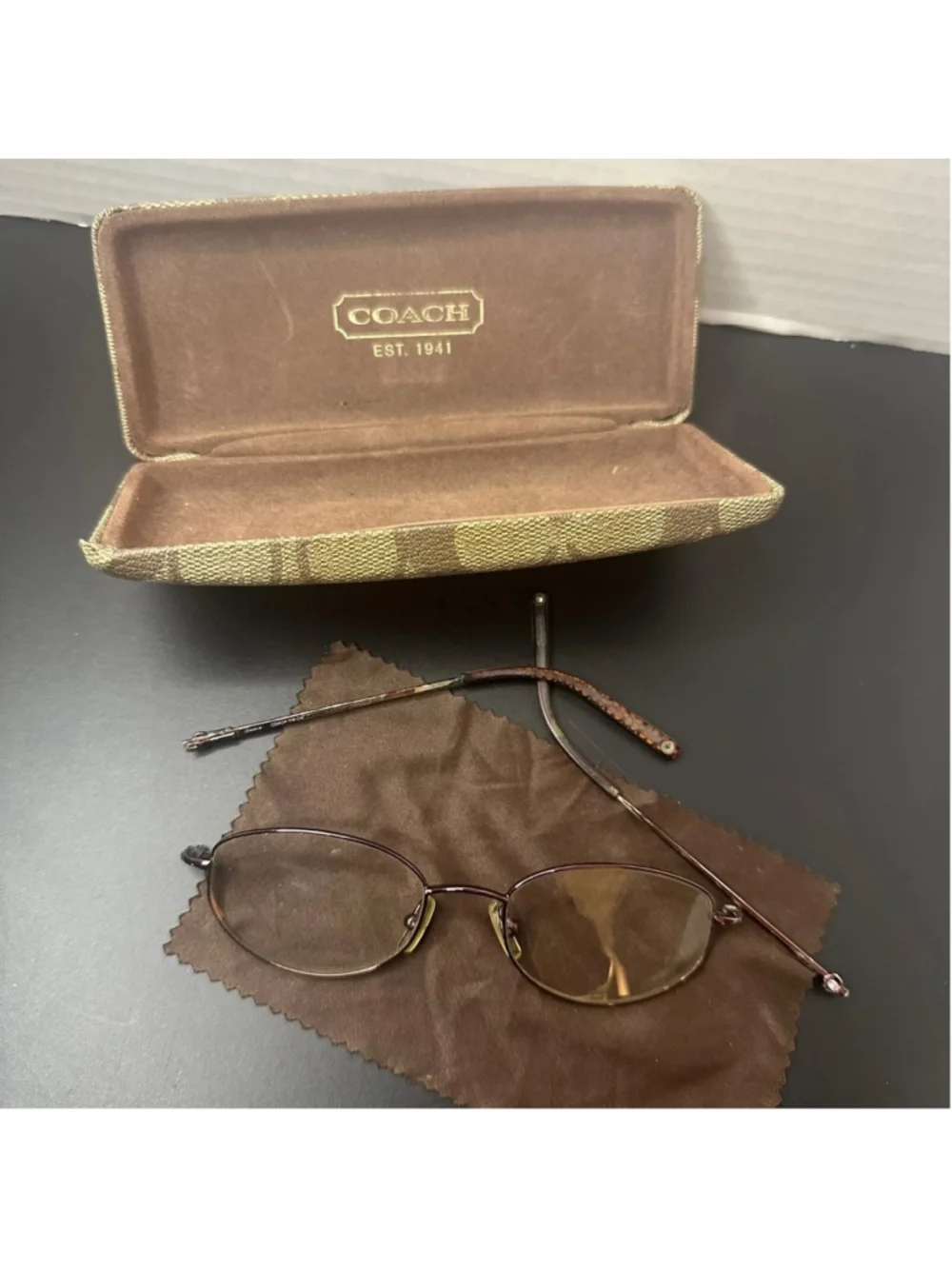 Coach 108 Caitlan Eyeglasses Frames Brown Oval w/ Case (Parts Only)